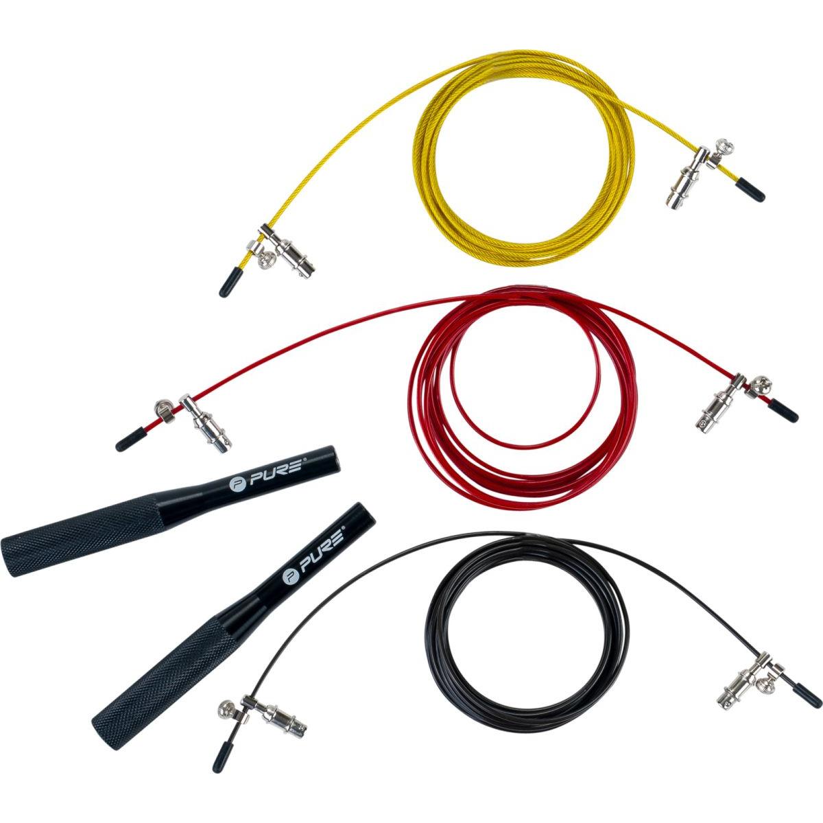 Coarda sarit CROSSFIT maner din metal si 3 cabluri de schimb PURE 2 IMPROVE 2