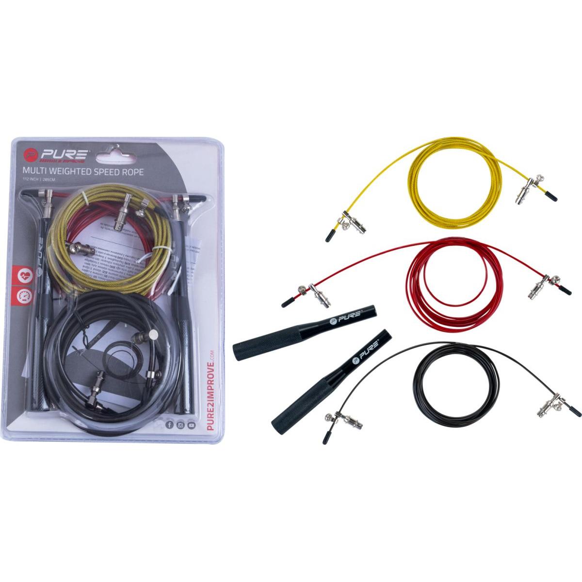 Coarda sarit CROSSFIT maner din metal si 3 cabluri de schimb PURE 2 IMPROVE