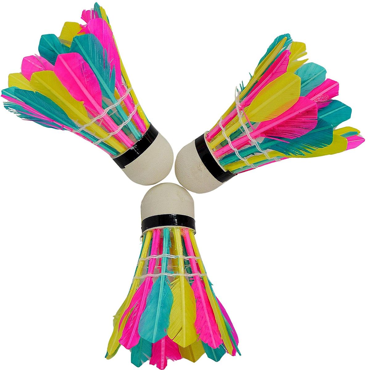 Set 3 fluturasi badminton din pene colorate ENERO 4