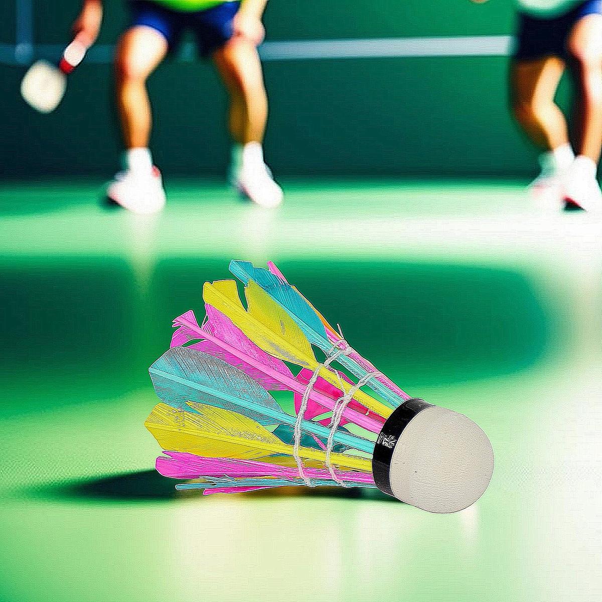 Set 3 fluturasi badminton din pene colorate ENERO 5