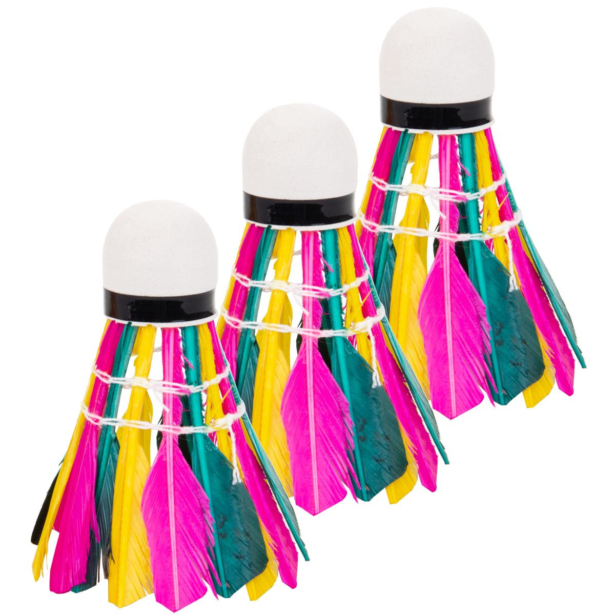 Set 3 fluturasi badminton din pene colorate ENERO